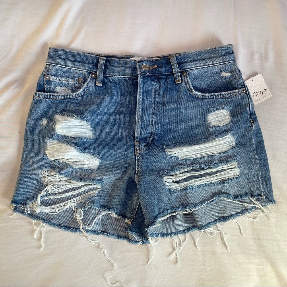 Free People Distressed Denim Shorts